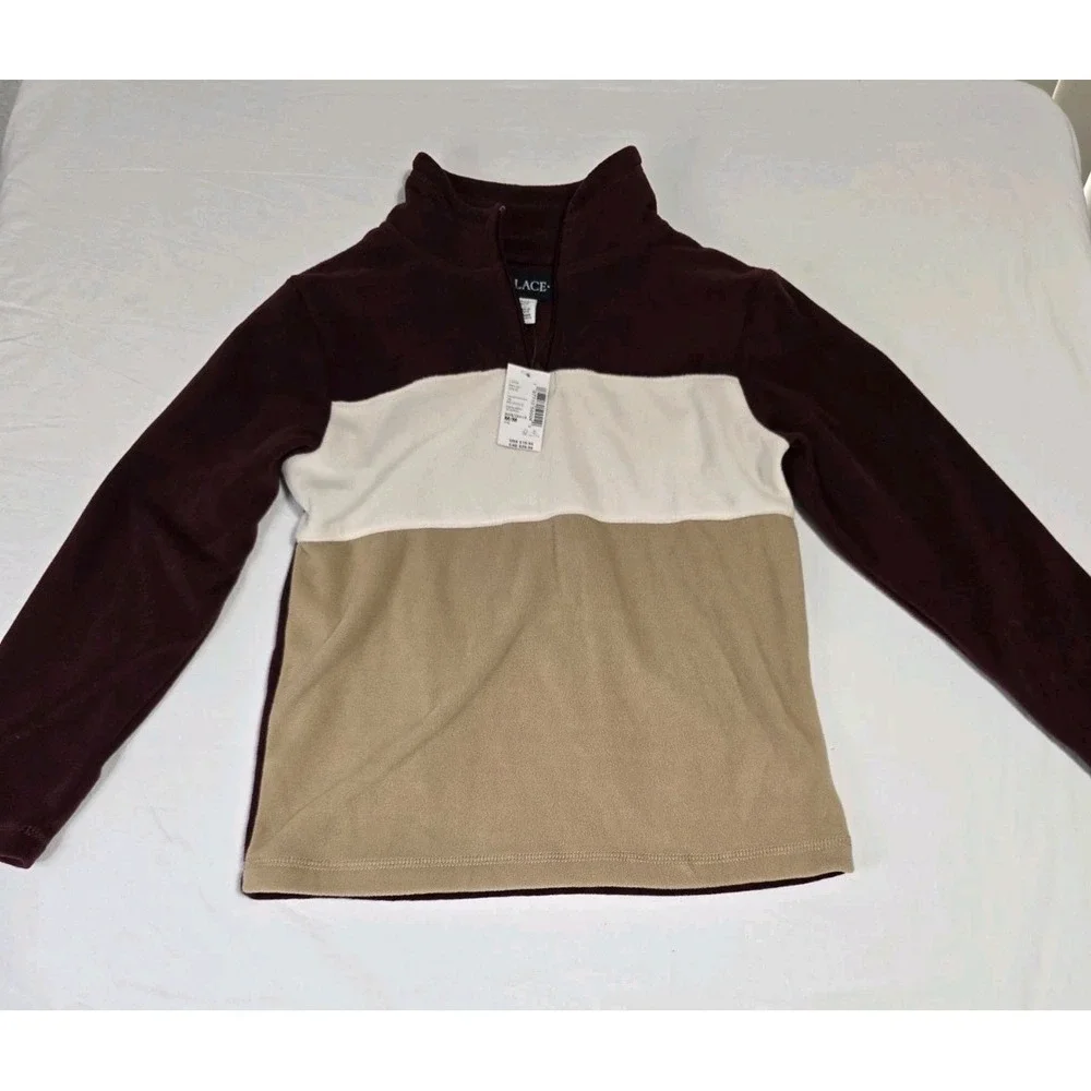 Children's Place Boy's Medium (7-8) Quarter-zip Pullover Colorblock Micro Fleece